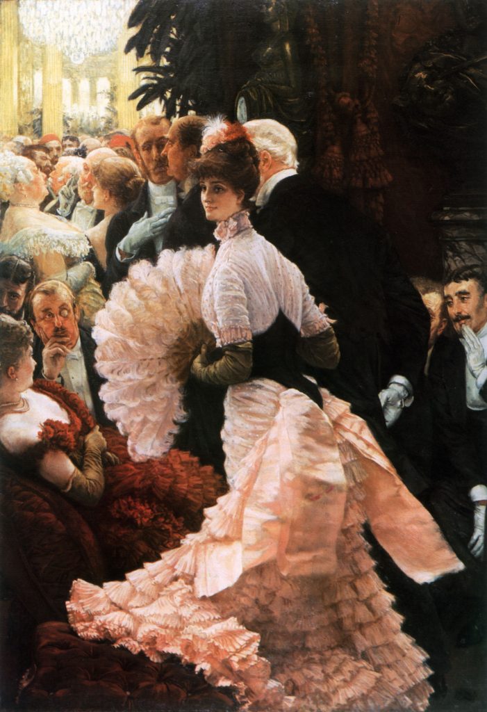 Rochia Frou-Frou painted by painter James Tissot Frou-Frou dress painted by James_Tissot-L'ambitieuse 1883-1885